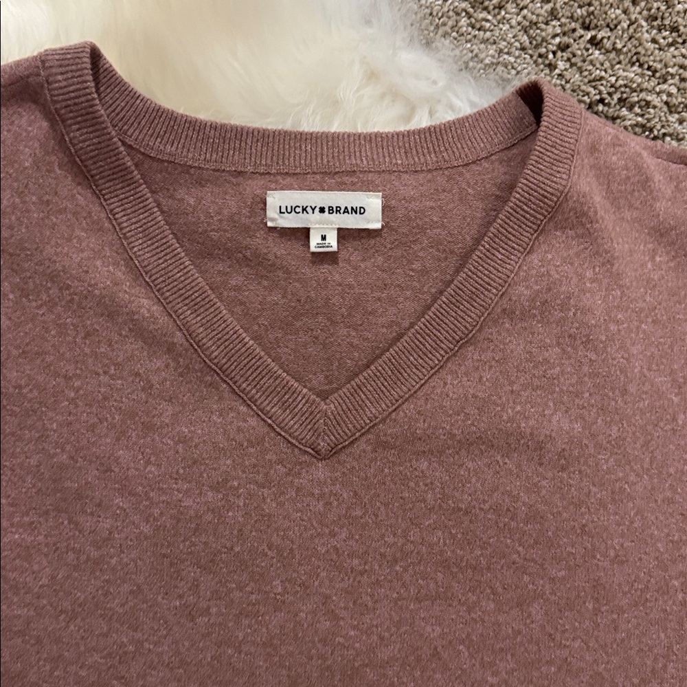 Lucky Brand Women's Dusty Rose V-Neck Sweater Size M - Picture 3 of 6